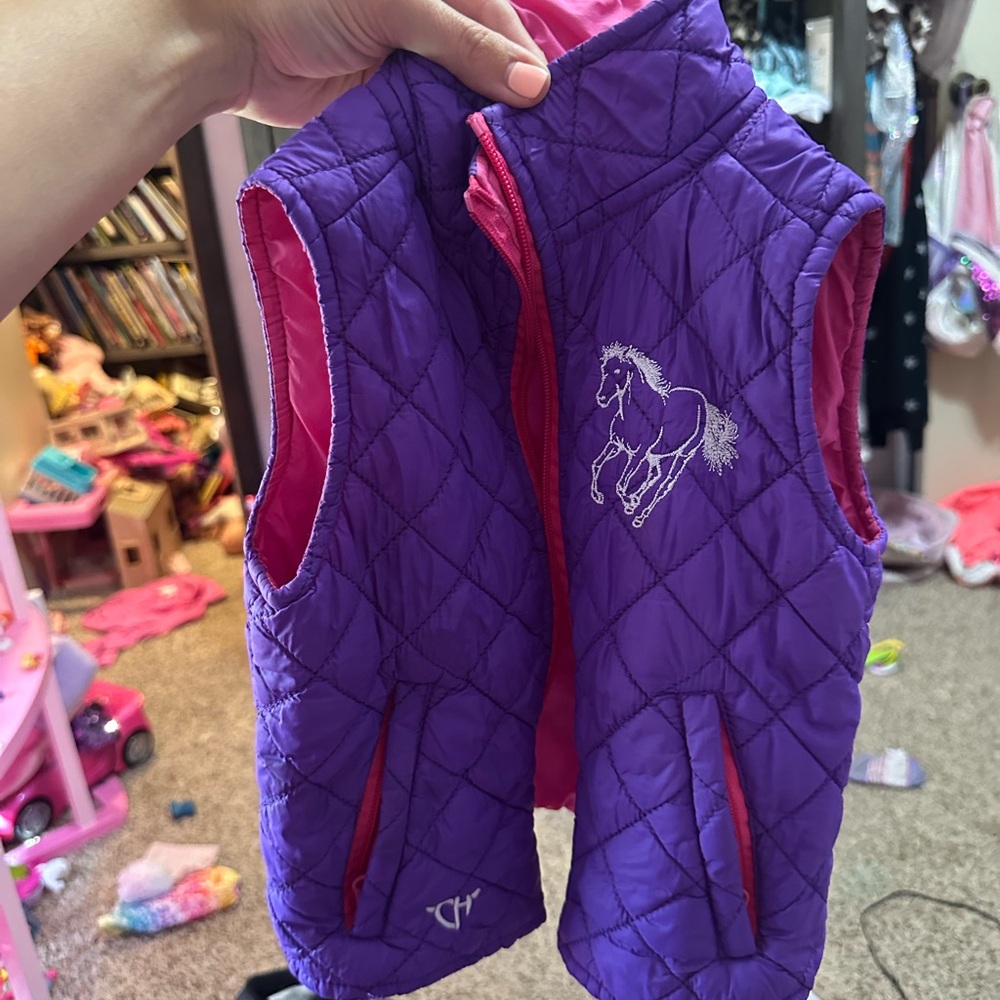 Charming Purple Kids Vest with Horse Design